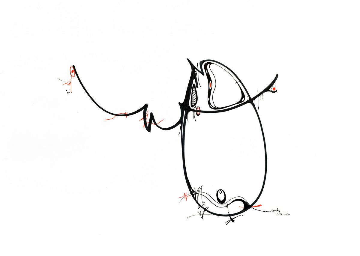 Équilibre 3 — dessin au marqueur permanent sur papier glacé 250 g/m²