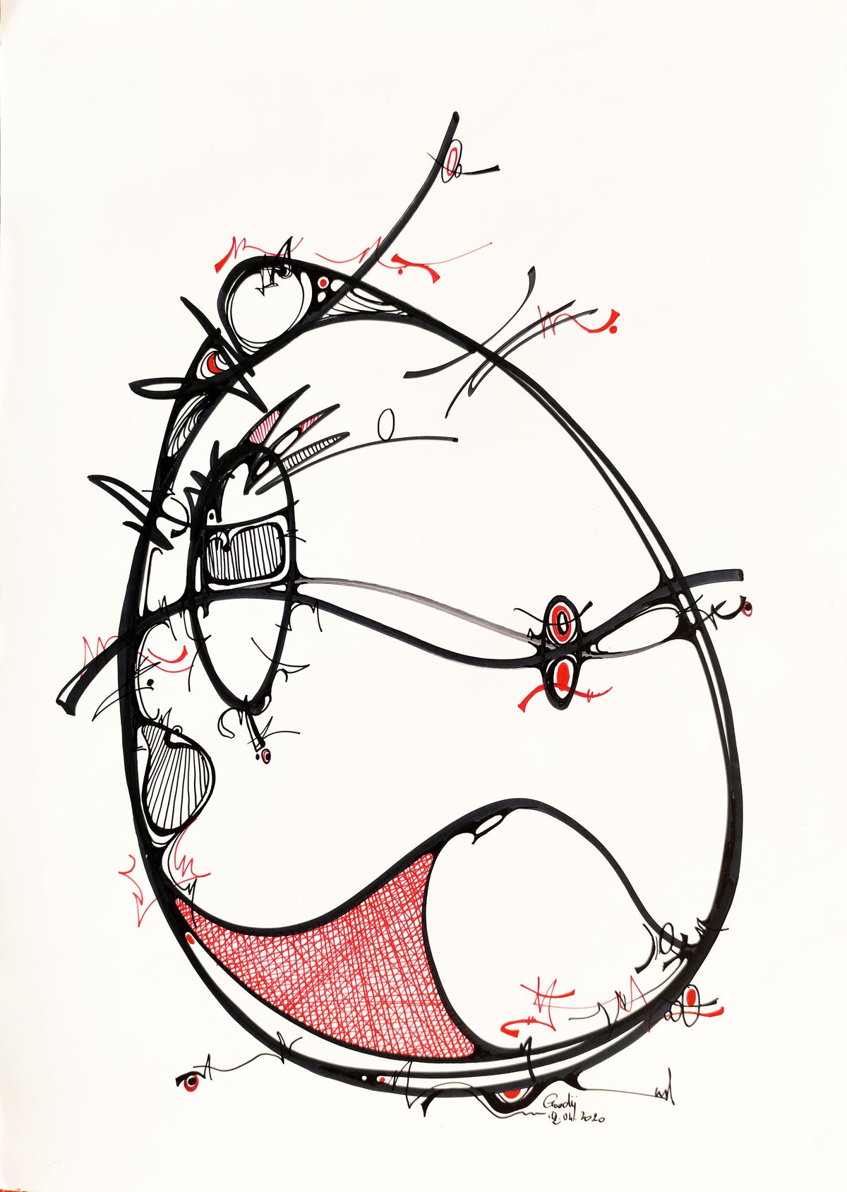 Pleins et vides 3 — dessin au marqueur permanent sur papier glacé 250 g/m²
