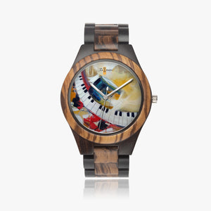 Montre bois naturel contrasté « Pianoka »