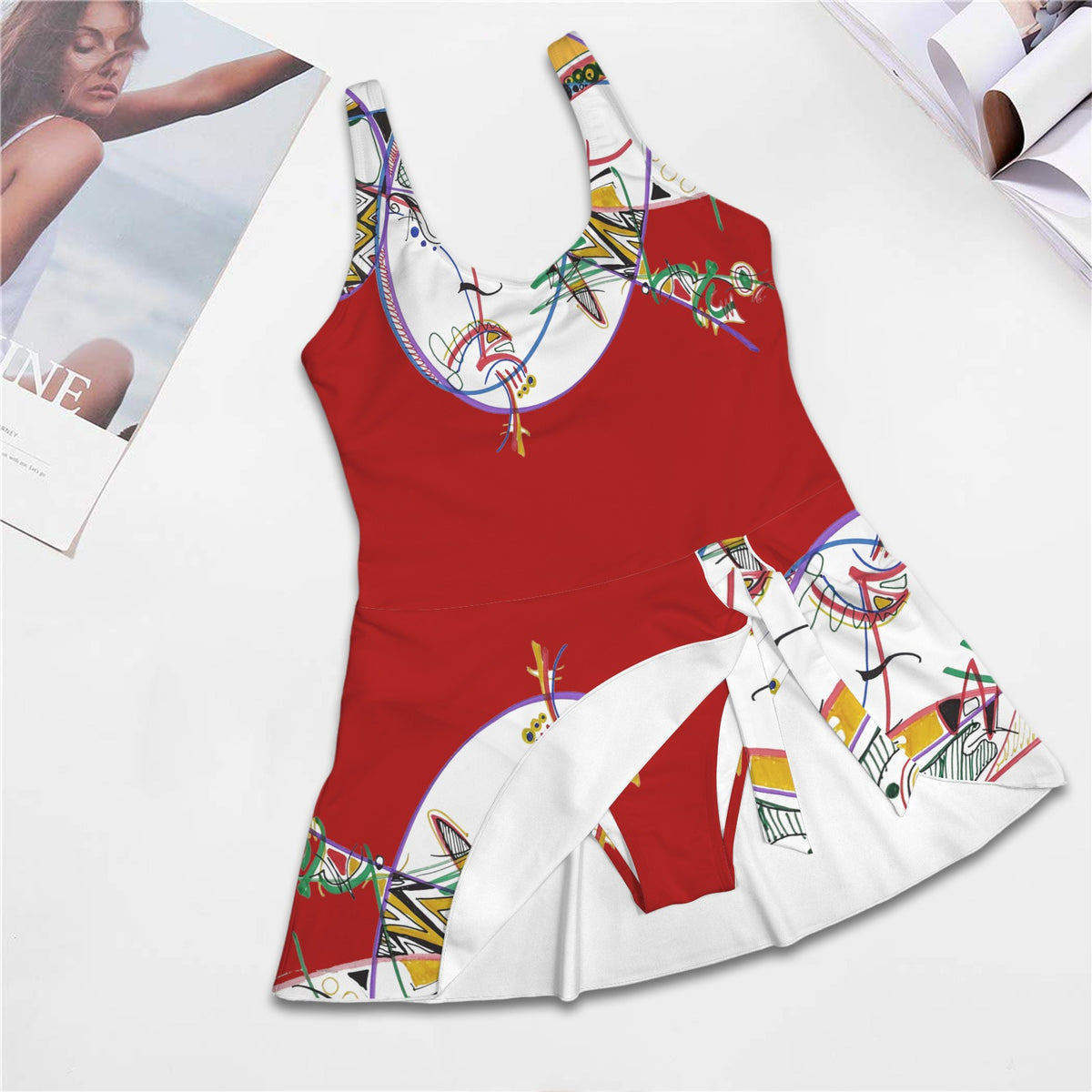 Maillot de bain une pièce avec jupe « Yòlwouj »