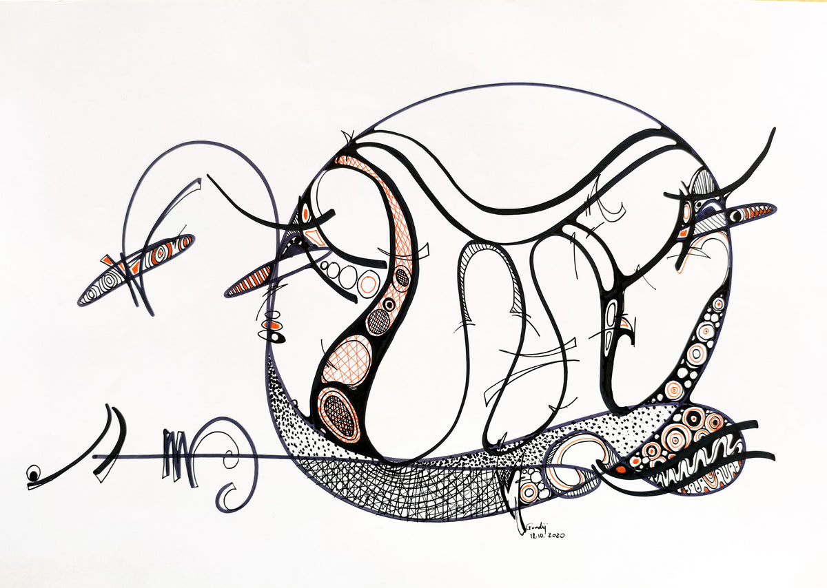 Carosse — dessin au marqueur permanent sur papier glacé 250 g/m²