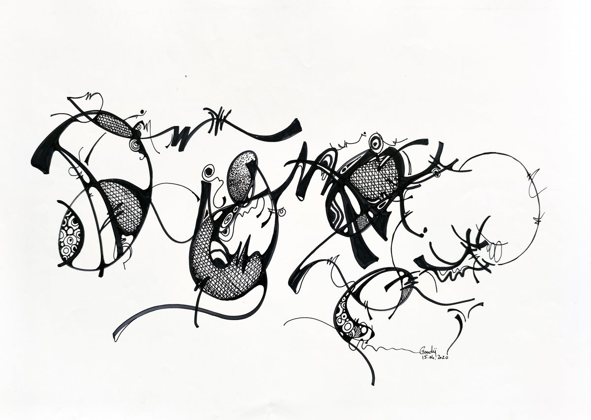 Dignité — dessin au marqueur permanent sur papier glacé 250 g/m²