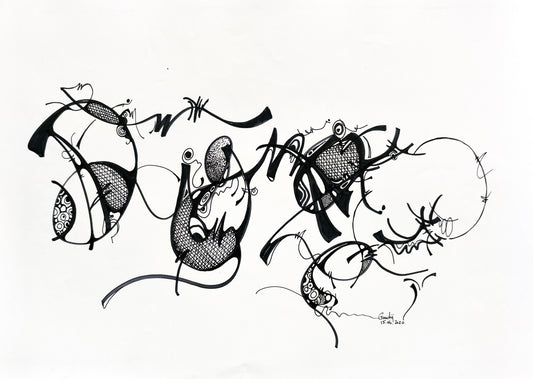 Dignité — dessin au marqueur permanent sur papier glacé 250 g/m²