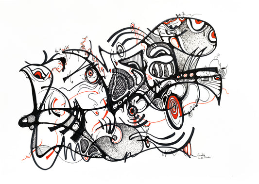 La vie — dessin au marqueur permanent sur papier glacé 250 g/m²