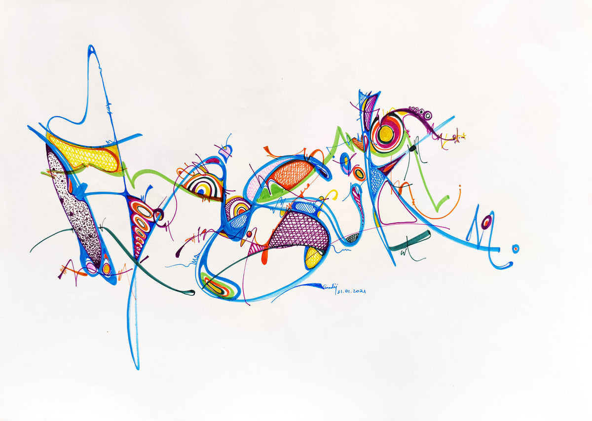 Mizik — dessin au marqueur permanent sur papier glacé 250 g/m²
