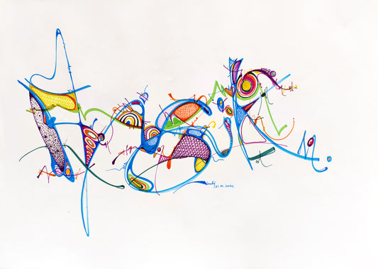 Mizik — dessin au marqueur permanent sur papier glacé 250 g/m²
