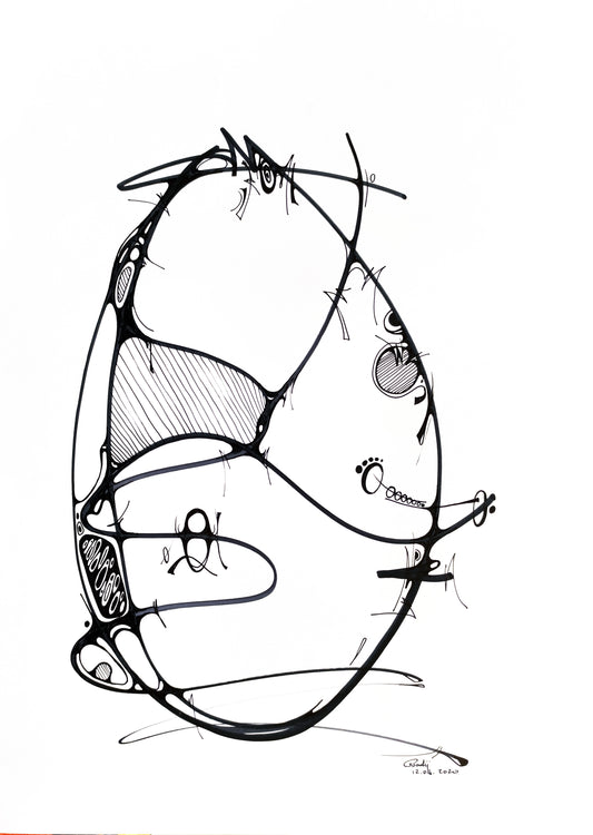 Pensées — dessin au marqueur permanent sur papier glacé 250 g/m²