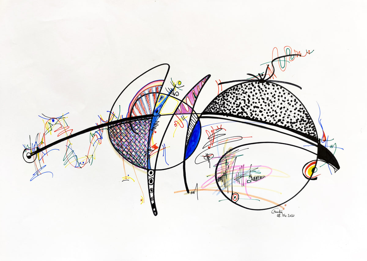 Quêtes — dessin au marqueur permanent sur papier glacé 250 g/m²
