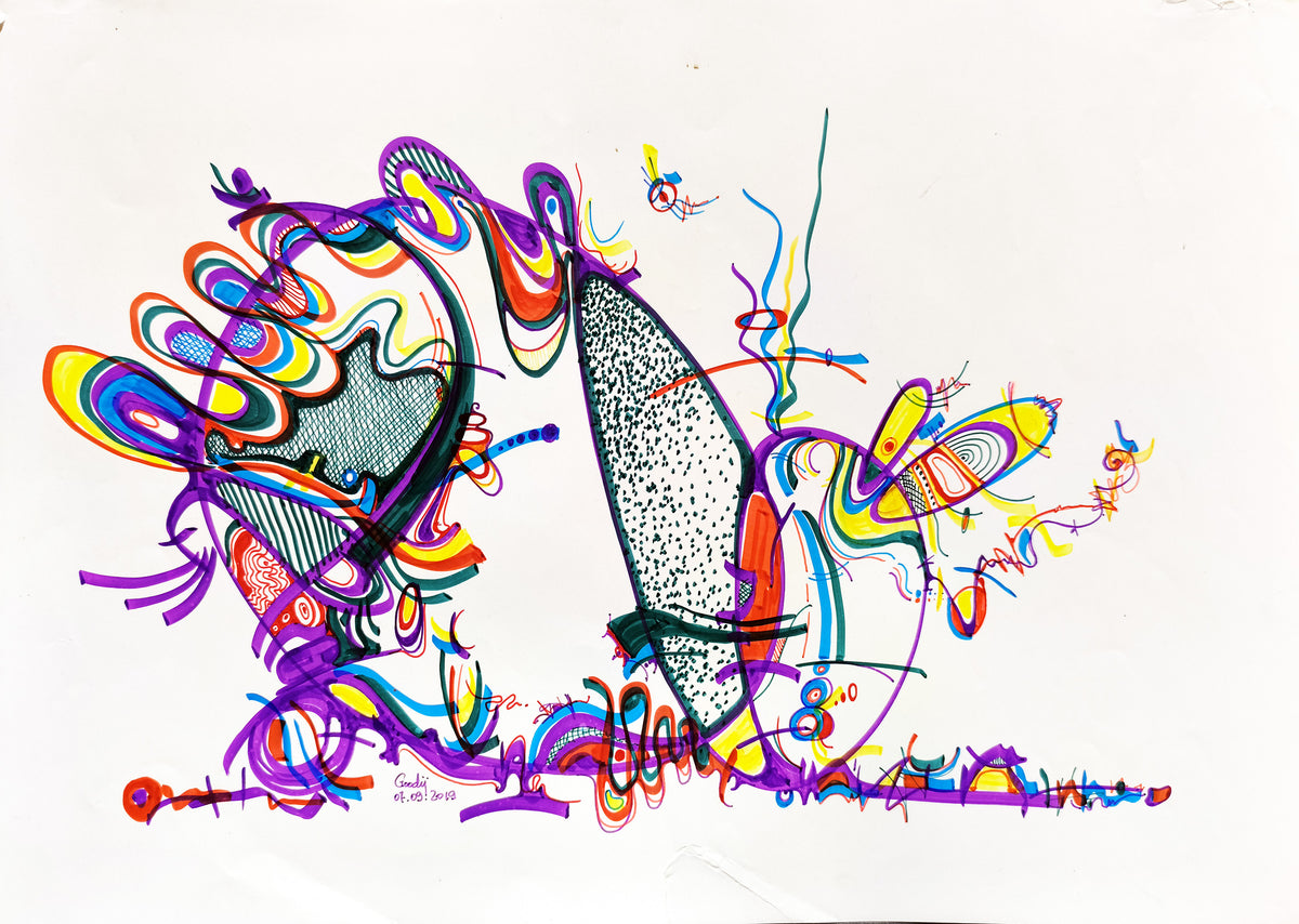 Santit 19 — dessin au marqueur permanent sur papier glacé 250 g/m²