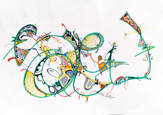 Soleil — dessin au marqueur permanent sur papier glacé 250 g/m²