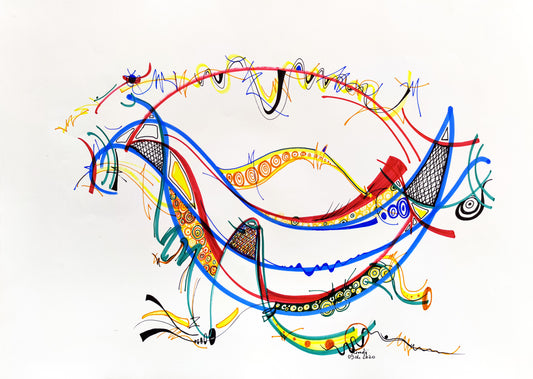 Sourire — dessin au marqueur permanent sur papier glacé 250 g/m²