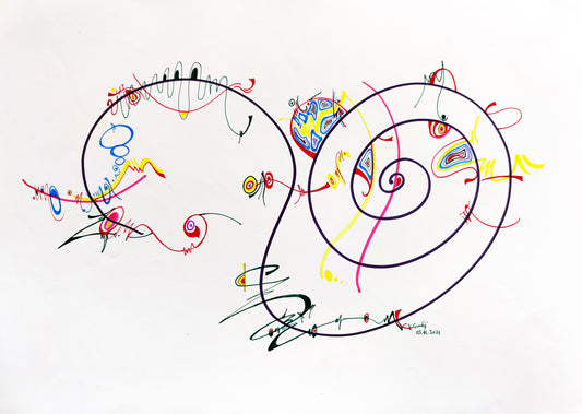 Spiralité — dessin au marqueur permanent sur papier glacé 250 g/m²