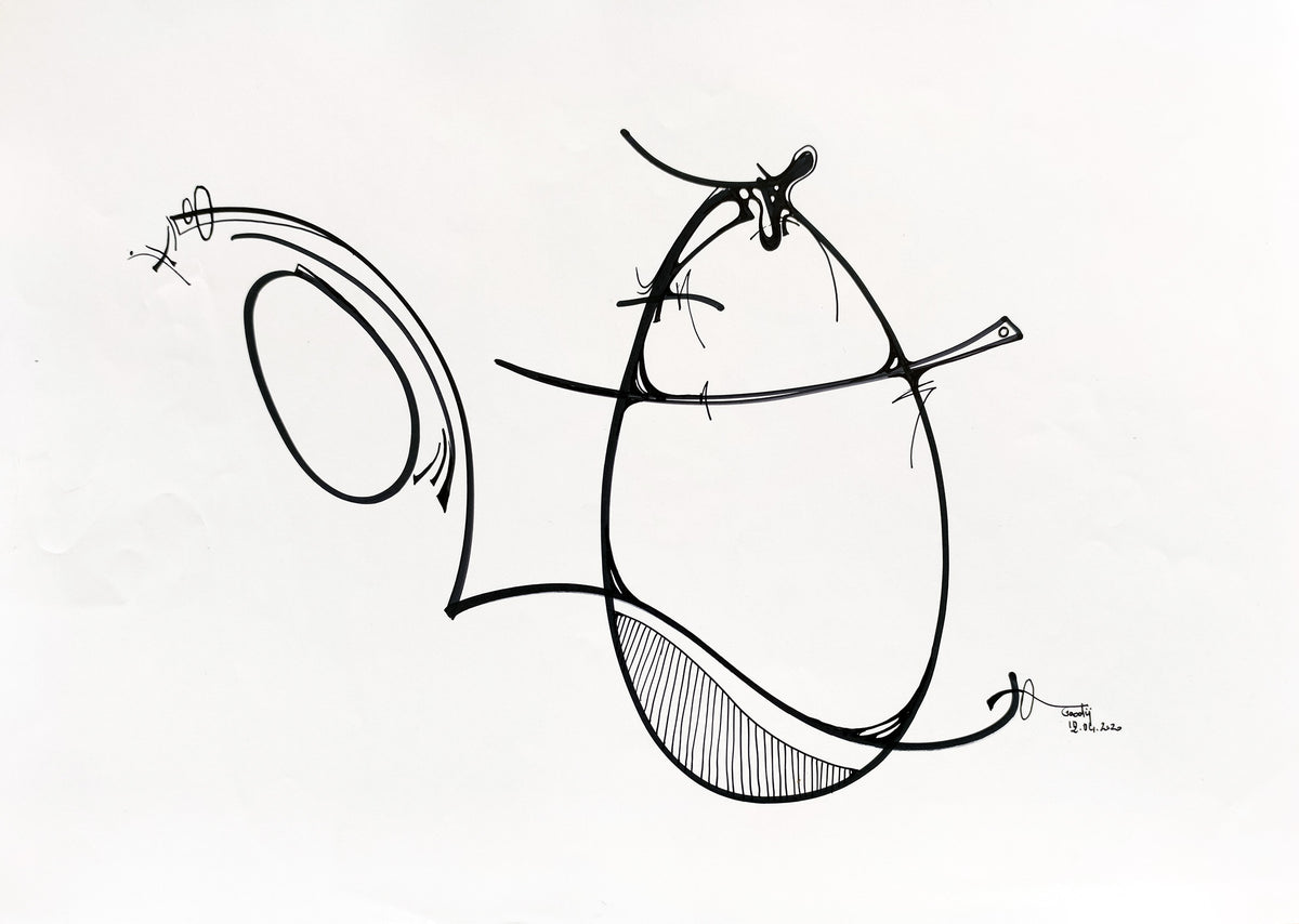 Équilibre 2 — dessin au marqueur permanent sur papier glacé 250 g/m²