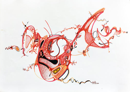Le sursoit — dessin au marqueur permanent sur papier glacé 250 g/m²